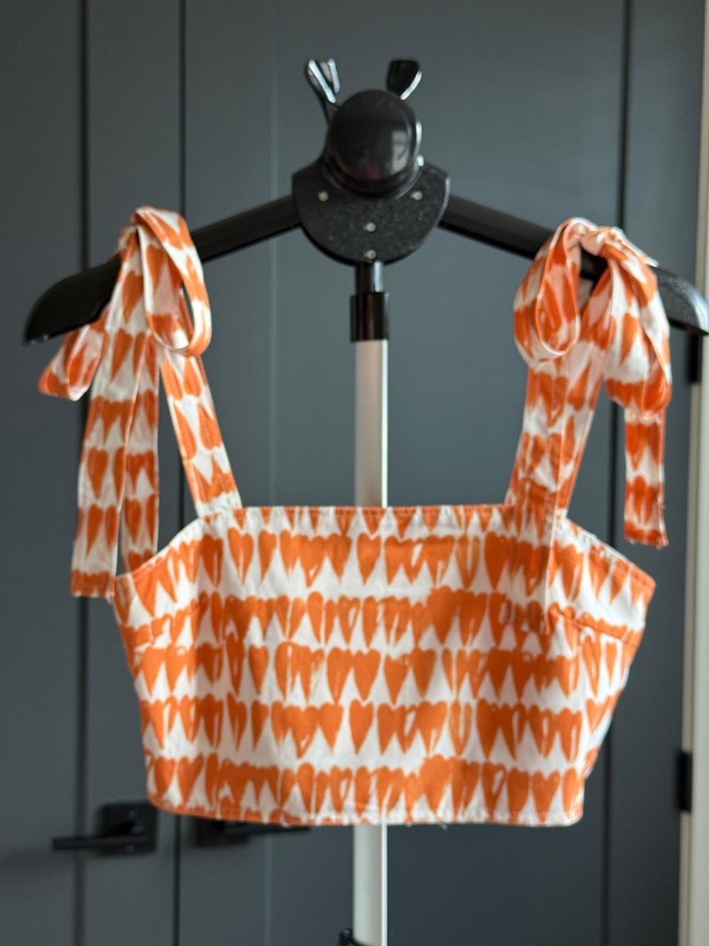 FANCY orange & white top- small